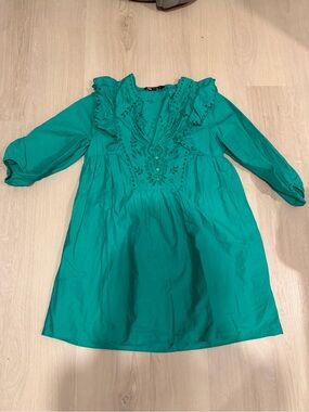 Zara Green Mini Dress with Ruffle Detail